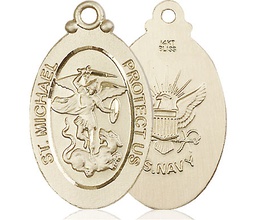 [4145RKT6] 14kt Gold Saint Michael Navy Medal
