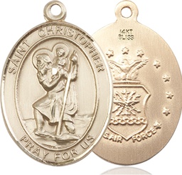 [7022KT1] 14kt Gold Saint Christopher Air Force Medal