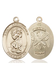 [7022KT5] 14kt Gold Saint Christopher National Guard Medal