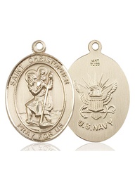 [7022KT6] 14kt Gold Saint Christopher Navy Medal