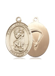 [7022KT7] 14kt Gold Saint Christopher Paratrooper Medal