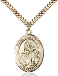 [7053GF2/24G] 14kt Gold Filled Saint Joan of Arc Army Pendant on a 24 inch Gold Plate Heavy Curb chain