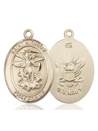 [7076KT6] 14kt Gold Saint Michael Navy Medal