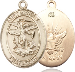 [7076KT6] 14kt Gold Saint Michael Navy Medal