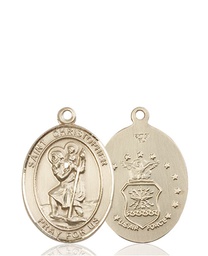 [8022KT1] 14kt Gold Saint Christopher Air Force Medal