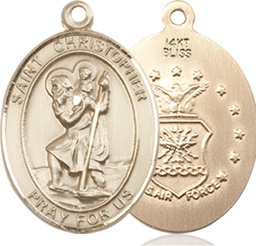 [8022KT1] 14kt Gold Saint Christopher Air Force Medal