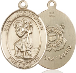 [8022KT3] 14kt Gold Saint Christopher Coast Guard Medal