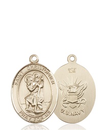 [8022KT6] 14kt Gold Saint Christopher Navy Medal