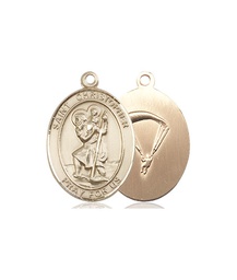 [8022KT7] 14kt Gold Saint Christopher Paratrooper Medal