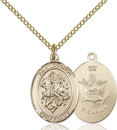 [8040GF2/18GF] 14kt Gold Filled Saint George Army Pendant on a 18 inch Gold Filled Light Curb chain