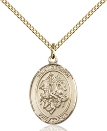 [8040GF7/18GF] 14kt Gold Filled Saint George Paratrooper Pendant on a 18 inch Gold Filled Light Curb chain