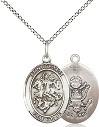 [8040SS2/18SS] Sterling Silver Saint George Army Pendant on a 18 inch Sterling Silver Light Curb chain