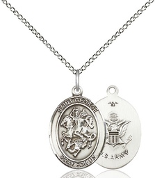[8040SS2/18SS] Sterling Silver Saint George Army Pendant on a 18 inch Sterling Silver Light Curb chain