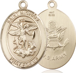 [8076KT2] 14kt Gold Saint Michael Army Medal