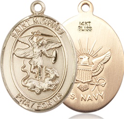 [8076KT6] 14kt Gold Saint Michael Navy Medal