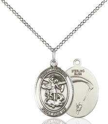 [8076SS7/18SS] Sterling Silver Saint Michael Paratrooper Pendant on a 18 inch Sterling Silver Light Curb chain