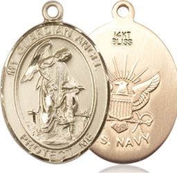 [8118KT6] 14kt Gold Guardian Angel Navy Medal