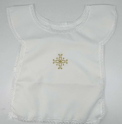 [E33-Bapt-LG] Baptismal Garment with LARGE Head Hole-Fancy Cross