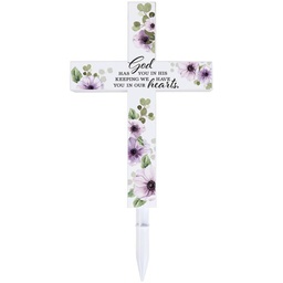 [14414] “In His Keeping” Solar Cross Stake