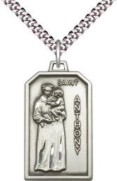 [5723SS/24S] Sterling Silver Saint Anthony Pendant on a 24 inch Light Rhodium Heavy Curb chain