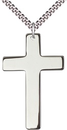 [5735SS/24S] Sterling Silver Cross Pendant on a 24 inch Light Rhodium Heavy Curb chain