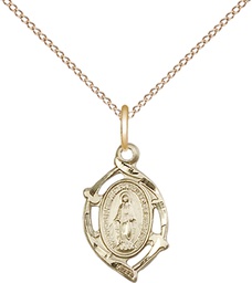 [4152MGF/18GF] 14kt Gold Filled Miraculous Pendant on a 18 inch Gold Filled Light Curb chain