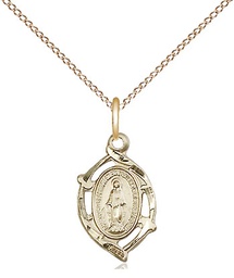 [4152MGF/18GF] 14kt Gold Filled Miraculous Pendant on a 18 inch Gold Filled Light Curb chain