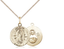 [4228GF/18GF] 14kt Gold Filled Our Lady of Guadalupe Pendant on a 18 inch Gold Filled Light Curb chain