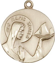 [4232KT] 14kt Gold Our Lady Star of the Sea Medal