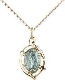 Gold Plate Sterling Silver Miraculous Leaf Pendant on a 18 inch Gold Filled Light Curb chain