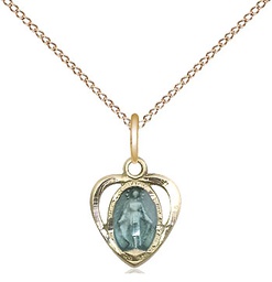 [5401EGF/18GF] 14kt Gold Filled Miraculous Heart w/Epoxy Pendant on a 18 inch Gold Filled Light Curb chain