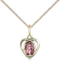 [5401EPGF/18GF] 14kt Gold Filled Miraculous Heart w/Epoxy Pendant on a 18 inch Gold Filled Light Curb chain