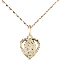 [5401GF/18GF] 14kt Gold Filled Miraculous Pendant on a 18 inch Gold Filled Light Curb chain