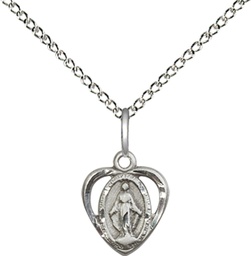 [5401SS/18SS] Sterling Silver Miraculous Pendant on a 18 inch Sterling Silver Light Curb chain