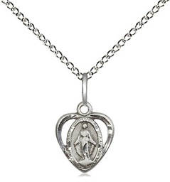 [5401SS/18SS] Sterling Silver Miraculous Pendant on a 18 inch Sterling Silver Light Curb chain