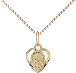 [5412GF/18GF] 14kt Gold Filled Our Lady of la Salette Pendant on a 18 inch Gold Filled Light Curb chain
