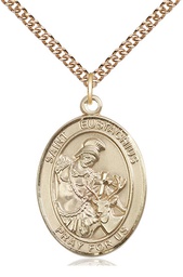 [7356GF/24GF] 14kt Gold Filled Saint Eustachius Pendant on a 24 inch Gold Filled Heavy Curb chain