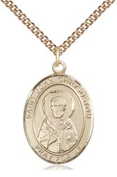 [7357GF/24GF] 14kt Gold Filled Saint John Chrysostom Pendant on a 24 inch Gold Filled Heavy Curb chain