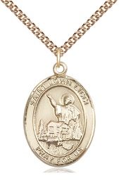 [7358GF/24GF] 14kt Gold Filled Saint John Licci Pendant on a 24 inch Gold Filled Heavy Curb chain