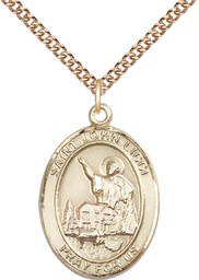 [7358GF/24GF] 14kt Gold Filled Saint John Licci Pendant on a 24 inch Gold Filled Heavy Curb chain