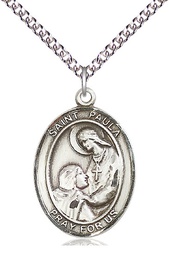 [7359SS/24SS] Sterling Silver Saint Paula Pendant on a 24 inch Sterling Silver Heavy Curb chain