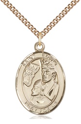 [7361GF/24GF] 14kt Gold Filled Saint Edwin Pendant on a 24 inch Gold Filled Heavy Curb chain