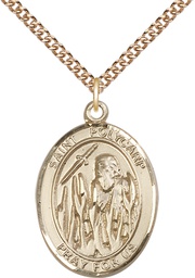 [7363GF/24GF] 14kt Gold Filled Saint Polycarp of Smyrna Pendant on a 24 inch Gold Filled Heavy Curb chain