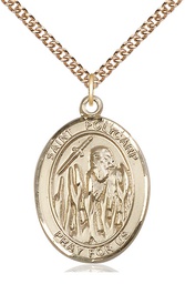 [7363GF/24GF] 14kt Gold Filled Saint Polycarp of Smyrna Pendant on a 24 inch Gold Filled Heavy Curb chain