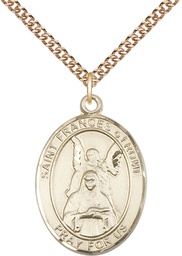 [7365GF/24GF] 14kt Gold Filled Saint Frances of Rome Pendant on a 24 inch Gold Filled Heavy Curb chain