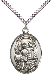 [7368SS/24SS] Sterling Silver Saint Vitus Pendant on a 24 inch Sterling Silver Heavy Curb chain