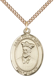 [7369GF/24GF] 14kt Gold Filled Saint Philip Neri Pendant on a 24 inch Gold Filled Heavy Curb chain