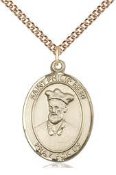 [7369GF/24GF] 14kt Gold Filled Saint Philip Neri Pendant on a 24 inch Gold Filled Heavy Curb chain