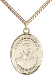 [7370GF/24GF] 14kt Gold Filled Saint John Berchmans Pendant on a 24 inch Gold Filled Heavy Curb chain