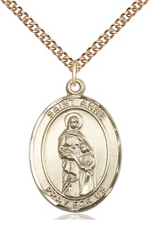 [7374GF/24GF] 14kt Gold Filled Saint Anne Pendant on a 24 inch Gold Filled Heavy Curb chain